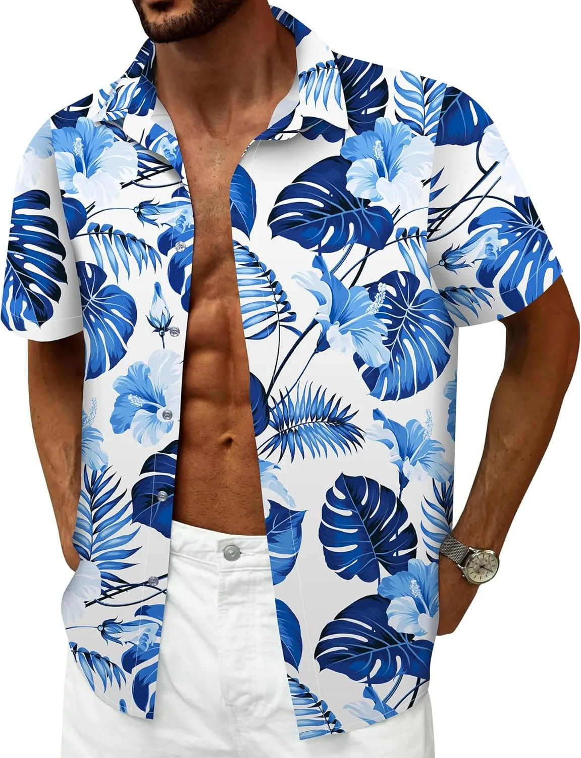 Hawaiian Shirt for Men Beach Shirts Summer Button Down Short Sleeve Tropical Tops Vacation Aloha Outfits Cruise Clothes