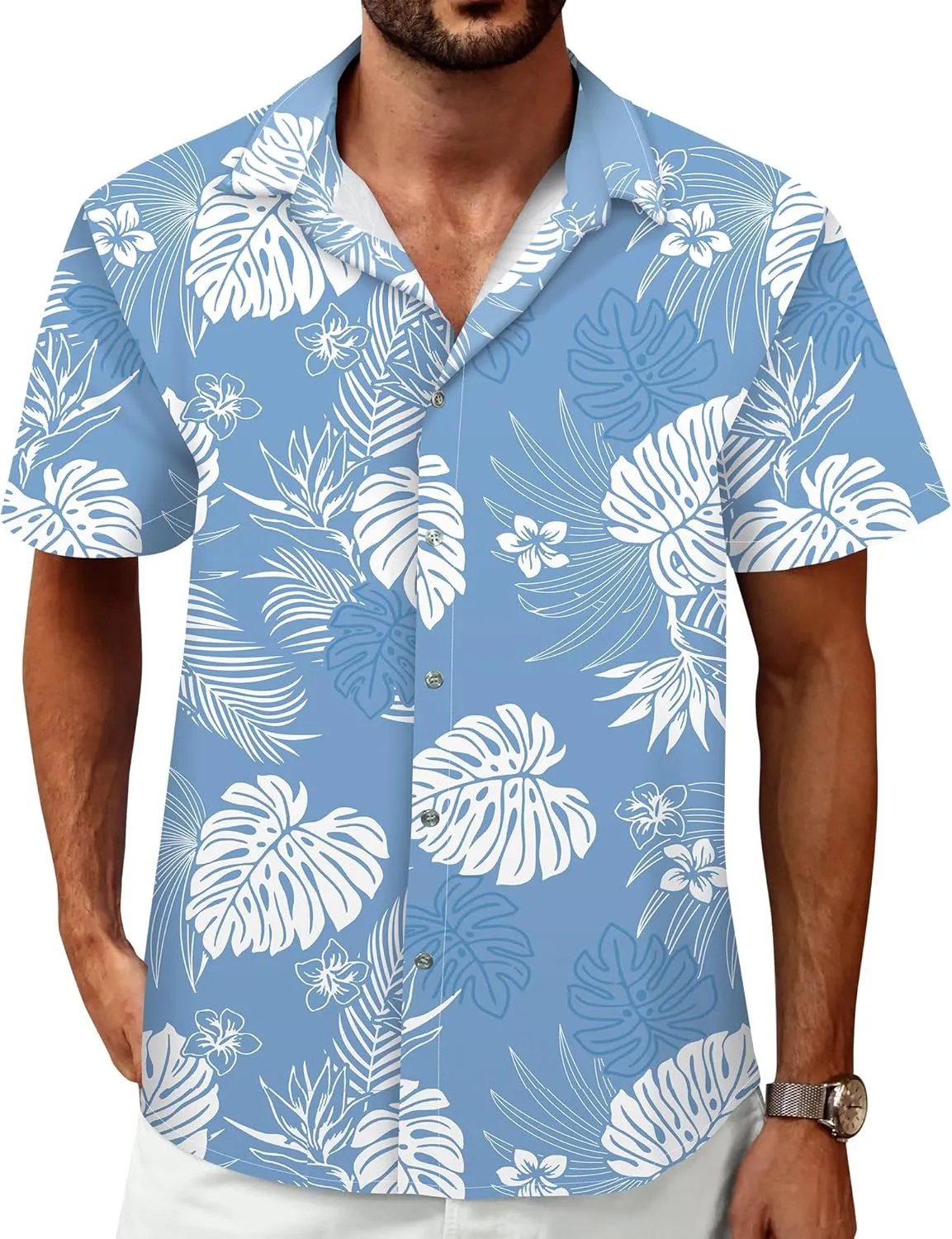 Hawaiian Shirt for Men Beach Shirts Summer Button Down Short Sleeve Tropical Tops Vacation Aloha Outfits Cruise Clothes