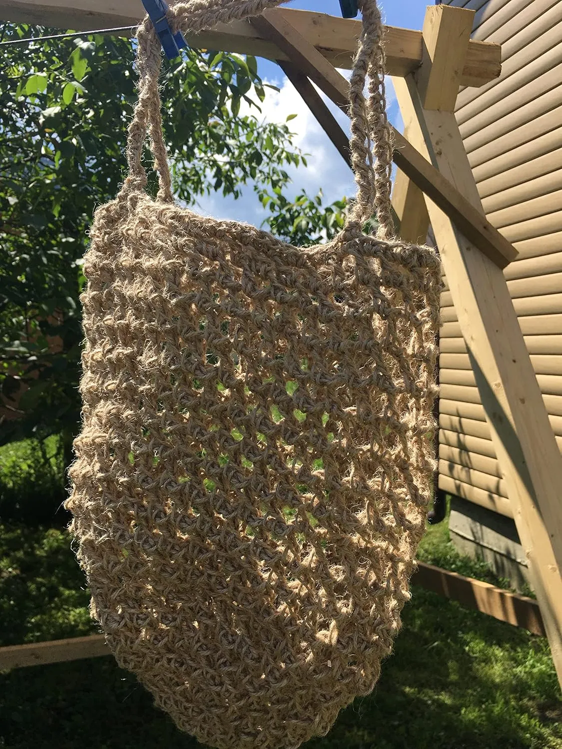 Hemp Knitt String Shopping Bags Reusable Washable - Straw Shoulder Bag Boho Straw Handle Tote (1 piece per pack)