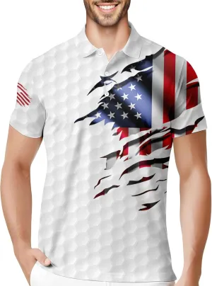HIVICHI Golf Shirts for Men Funny Crazy Hawaiian Print Mens Polo Shirt