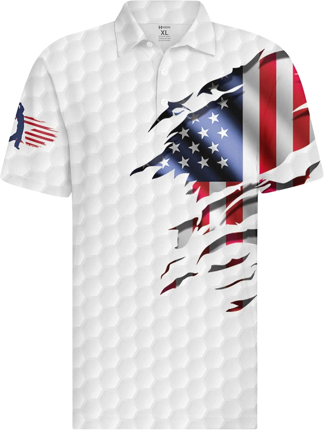 HIVICHI Golf Shirts for Men Funny Crazy Hawaiian Print Mens Polo Shirt