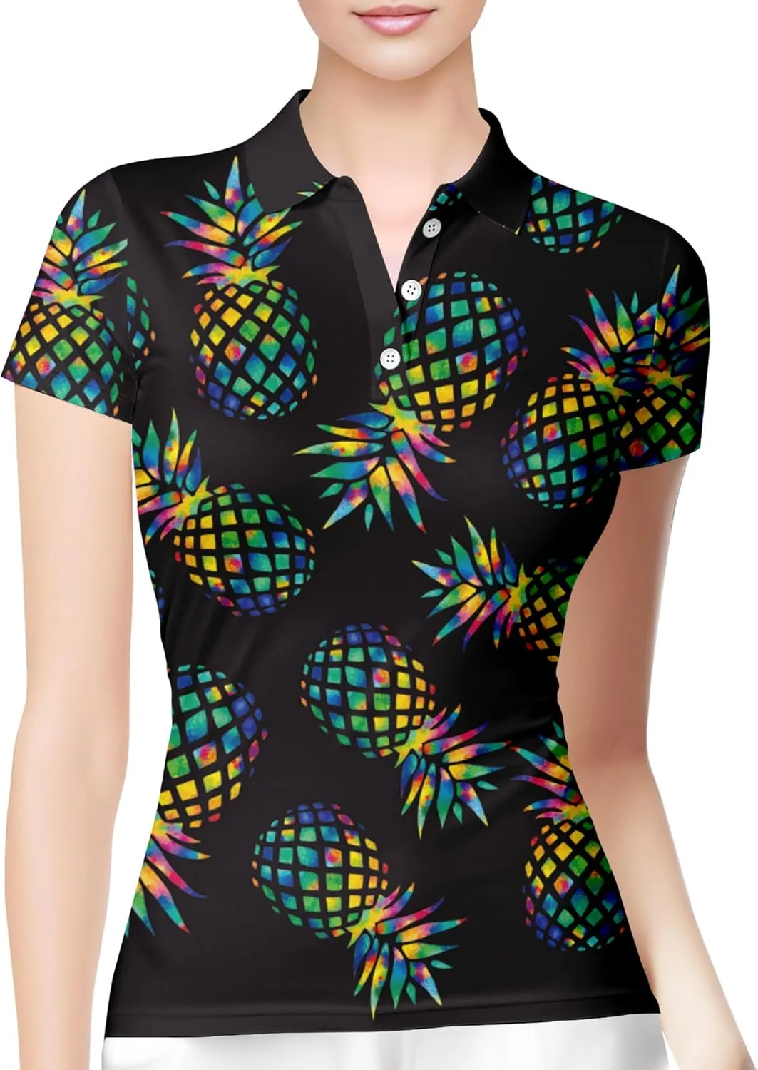 HIVICHI Womens Golf Shirt Hawaiian Funny Crazy Polo Shirts for Women