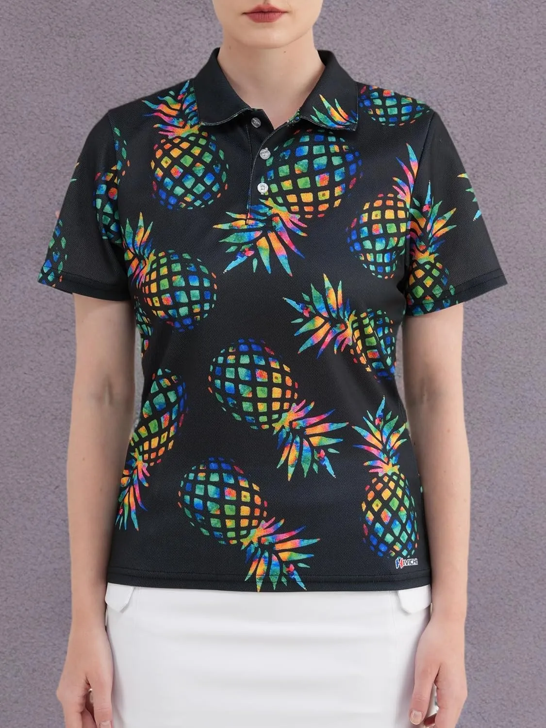 HIVICHI Womens Golf Shirt Hawaiian Funny Crazy Polo Shirts for Women