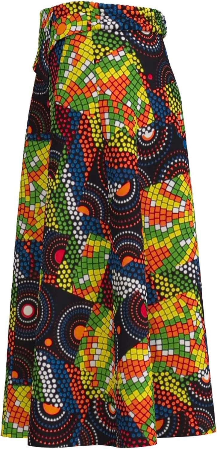 iooiooi African Skirt for Women Trendy High Waist Ankara Print Long Skirt for Ladies Party Clothing
