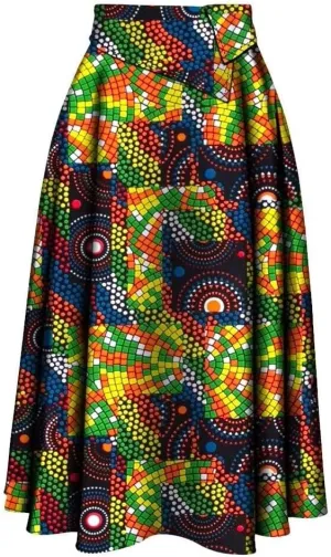 iooiooi African Skirt for Women Trendy High Waist Ankara Print Long Skirt for Ladies Party Clothing