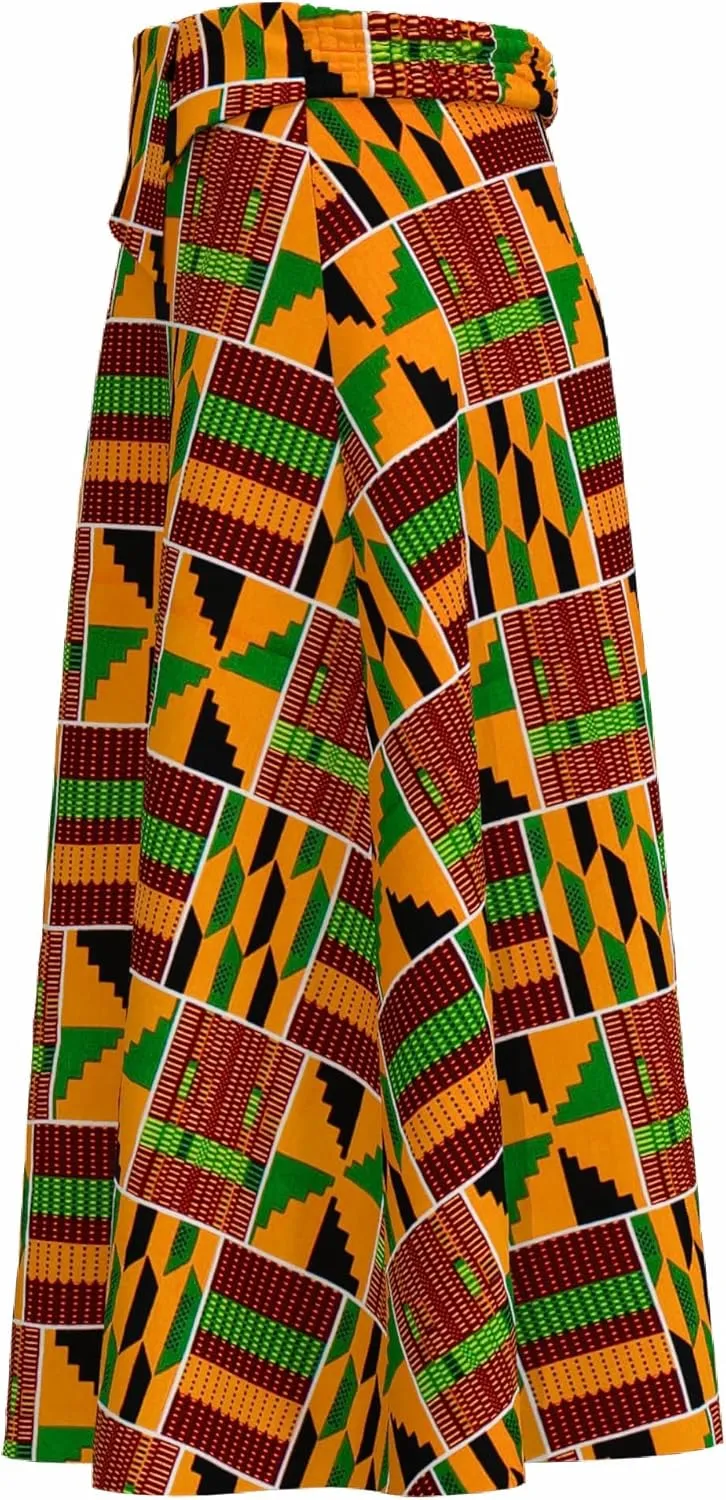 iooiooi African Skirt for Women Trendy High Waist Ankara Print Long Skirt for Ladies Party Clothing