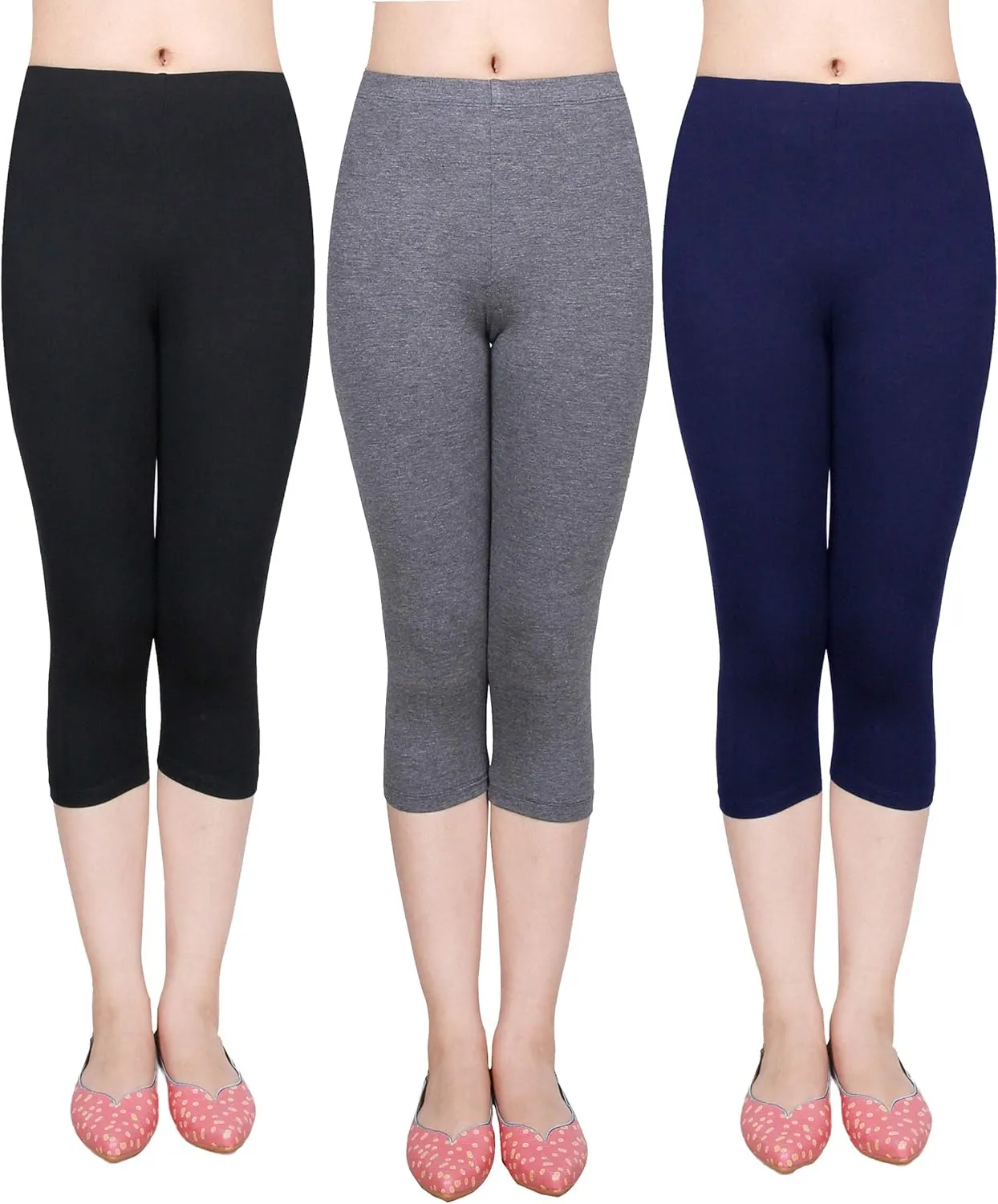 IRELIA 3 Pack Modal Girls Leggings Capri Solid Pant for School/Holiday