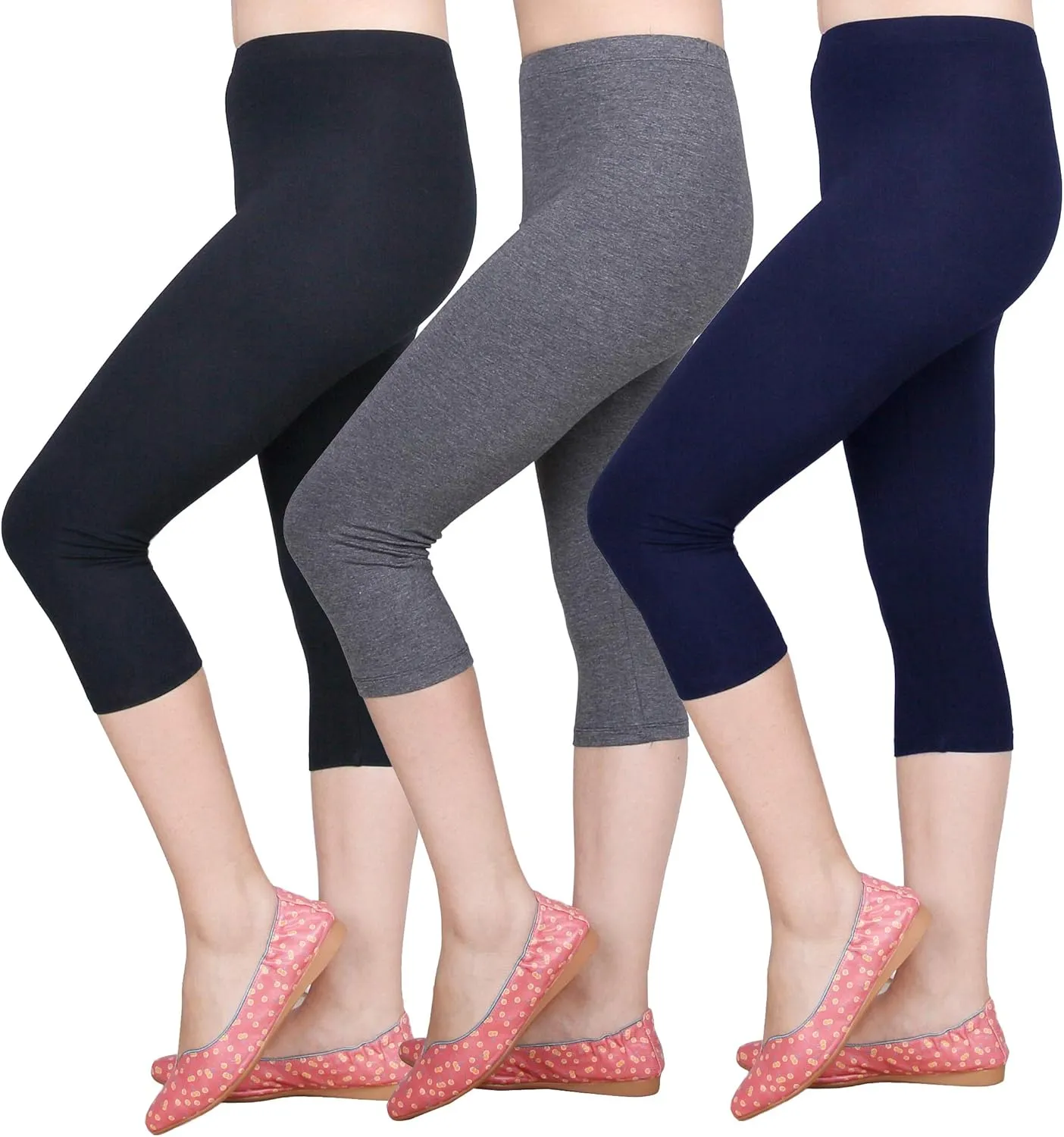 IRELIA 3 Pack Modal Girls Leggings Capri Solid Pant for School/Holiday