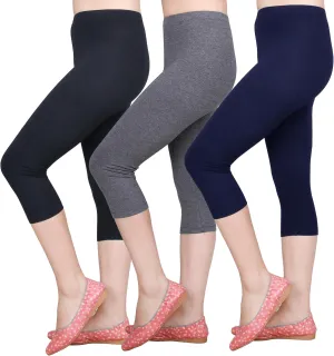 IRELIA 3 Pack Modal Girls Leggings Capri Solid Pant for School/Holiday