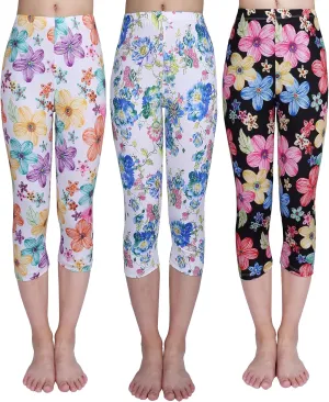 IRELIA 3 Pack Modal Girls Leggings Capri Solid Pant for School/Holiday