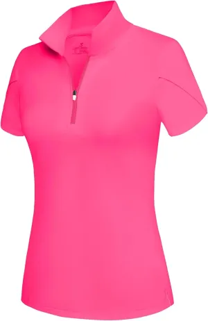 JACK SMITH Women's Golf Shirts Short Sleeve UPF50 Workout Tops for Women Moisture Wicking Dry fit Polo Shirt