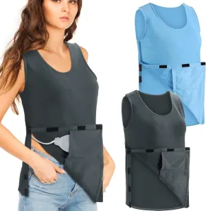 Jeyiour 2 Pack Mastectomy Recovery Clothing Mastectomy Shirt with Drain Pockets Surgical Camisole Cancer Supplies