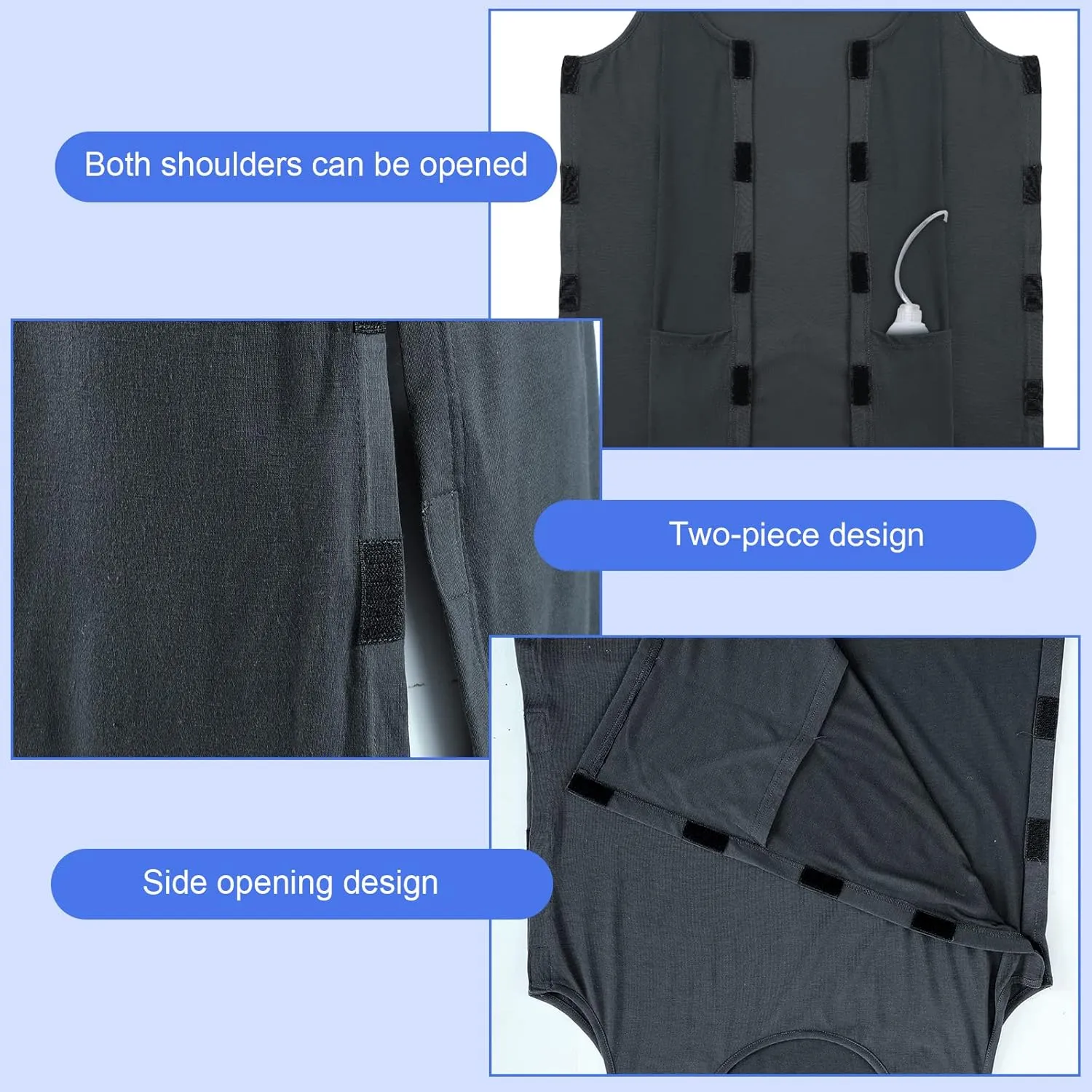 Jeyiour 2 Pack Mastectomy Recovery Clothing Mastectomy Shirt with Drain Pockets Surgical Camisole Cancer Supplies