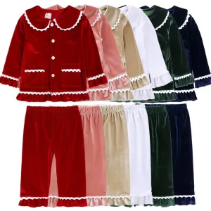 Lace Velvet Long Sleeves Nightgown Set