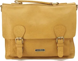 Laptop Bag 4.7 Inch Semi Aneline Leather Tote Bag Professional Business Office Work Bag Waterproof Lightweight Laptop Bag - Mustard