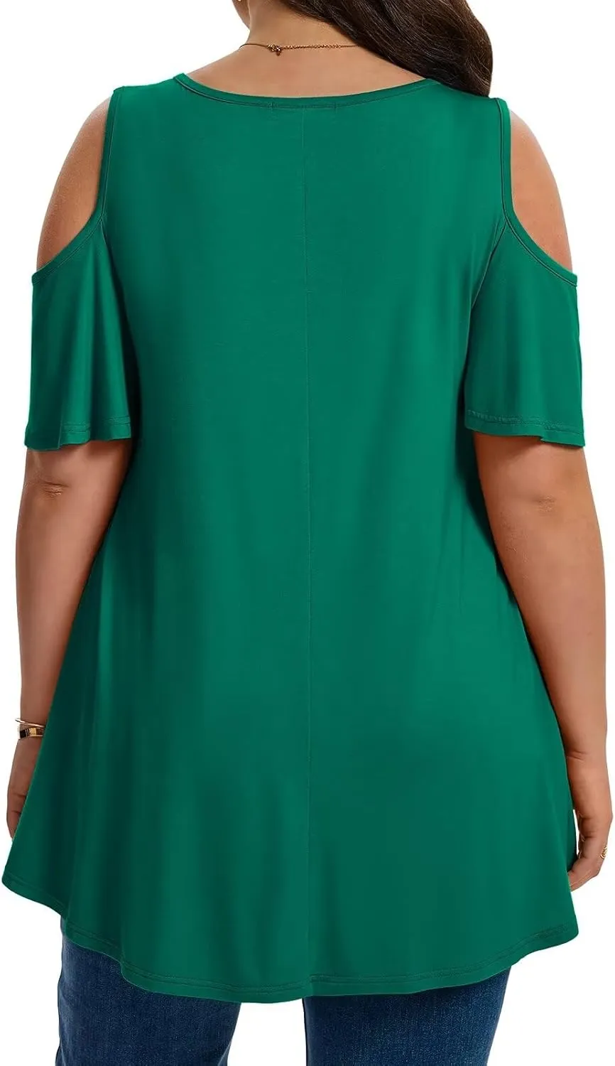 LARACE Plus Size Cold Shoulder Tops for Women Short Sleeve Tunics Shirts Loose Summer Clothes Blouses to Wear with Leggings