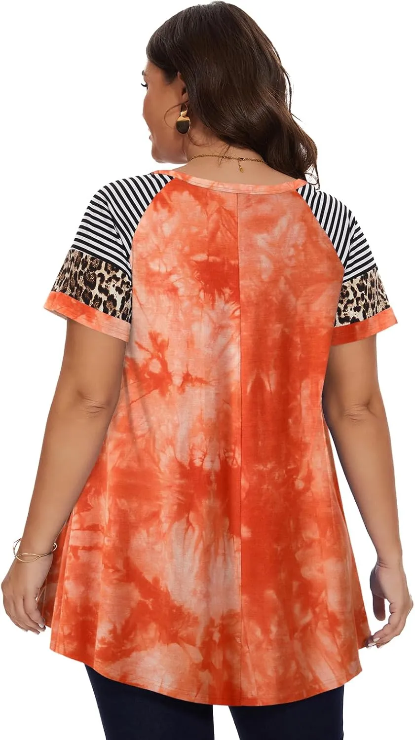 LARACE Women's Plus Size Tops Summer Basic Tunic Short Sleeve Casual Round Neck T Shirt