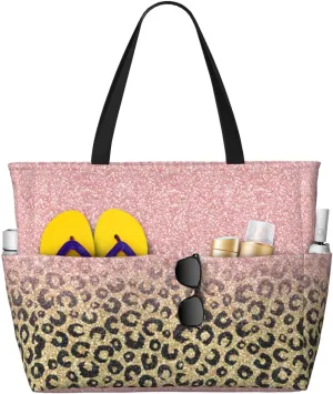 Large Beach Bag For Women Waterproof Foldable Travel Shoulder Tote Bag With Pocket For Weekender Pool Vacation