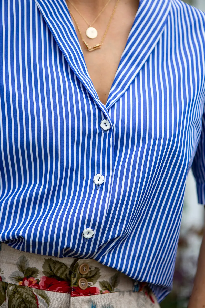 Laurence Blouse - Cobalt Stripe