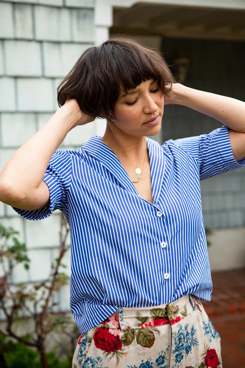 Laurence Blouse - Cobalt Stripe