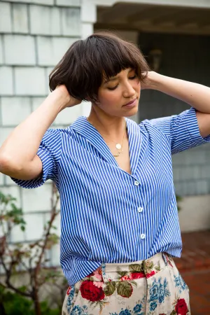 Laurence Blouse - Cobalt Stripe