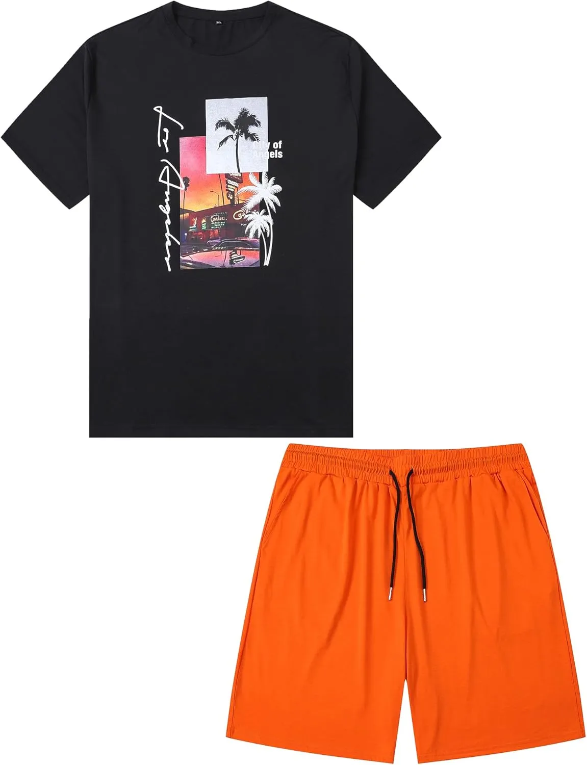 LecGee Men's Hawaiian Short Sleeve Tracksuit Summer T Shirt & Shorts set Aloha Tropical Two Piece Casual Daily Beach