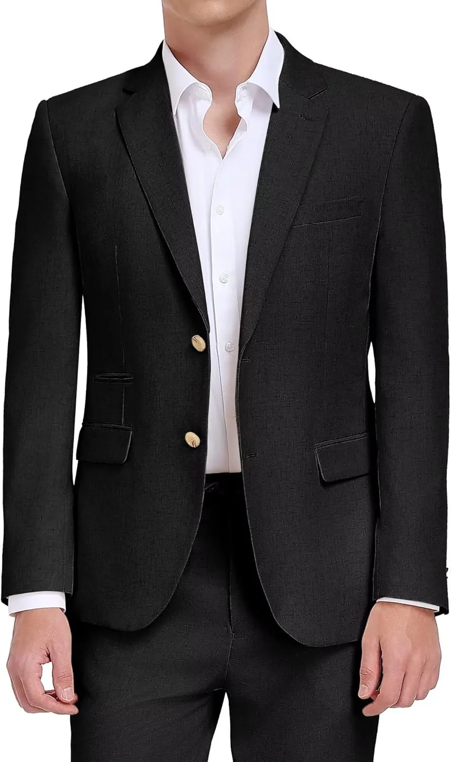 Linen Mens Suit 2 Piece Retro Suits for Men Slim Fit Blazer Jackets Drawstring Pants Set Tux Summer Beach Wedding Outfit