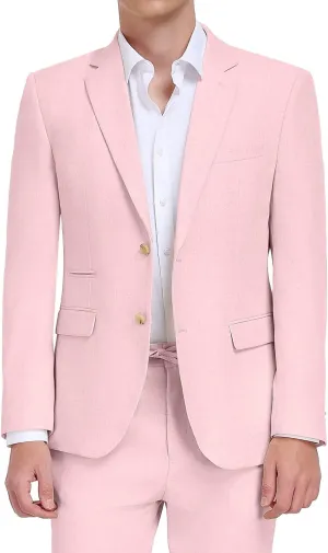 Linen Mens Suit 2 Piece Retro Suits for Men Slim Fit Blazer Jackets Drawstring Pants Set Tux Summer Beach Wedding Outfit