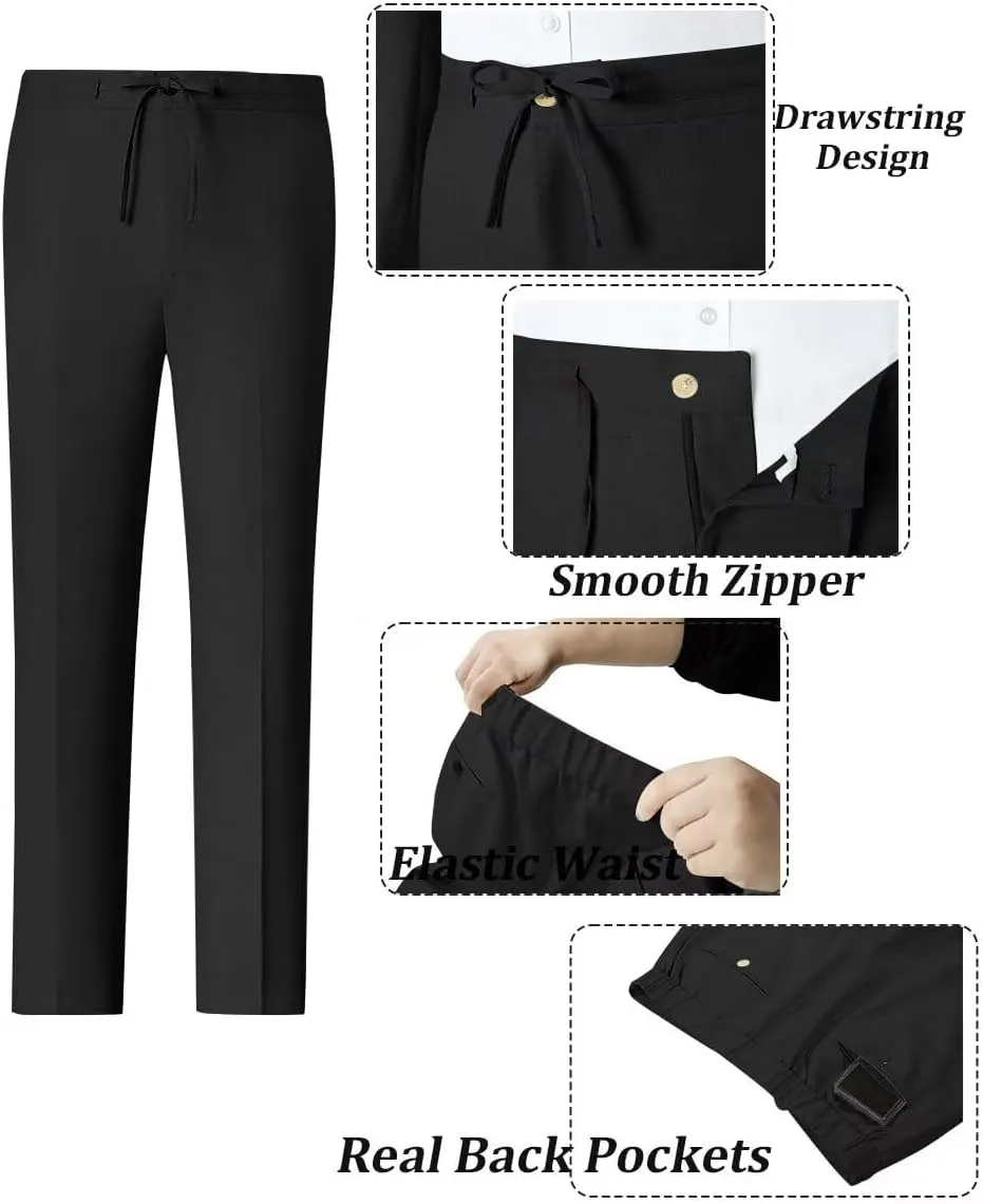 Linen Mens Suit 2 Piece Retro Suits for Men Slim Fit Blazer Jackets Drawstring Pants Set Tux Summer Beach Wedding Outfit
