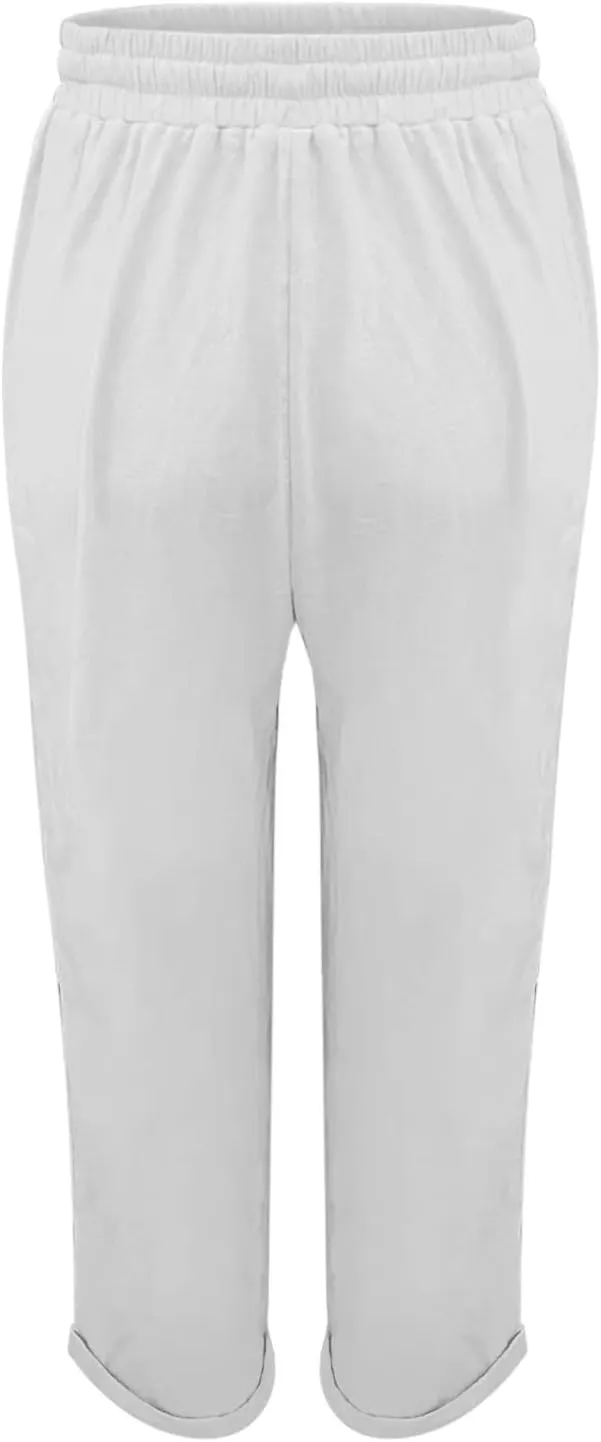 Linen Pants Linen Wide Leg Pants for Women High Waisted Linen Pants Women Women's Summer Linen Pants Casual Loose Drawstring