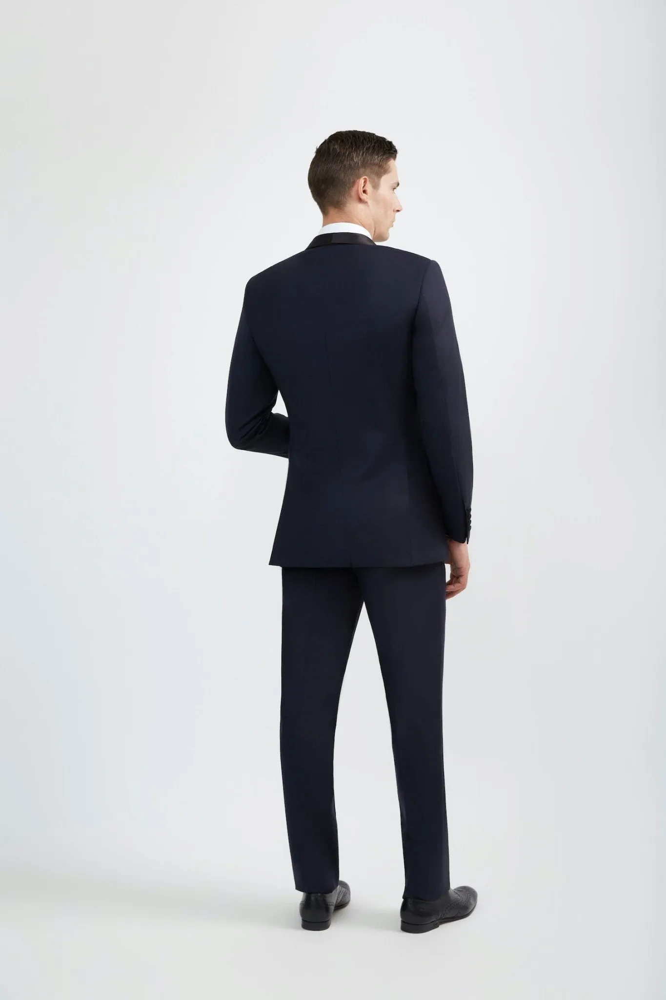 Luxurious Italian 100% Super Fine Wool Navy Tuxedo Shawl Lapel Tuxedo