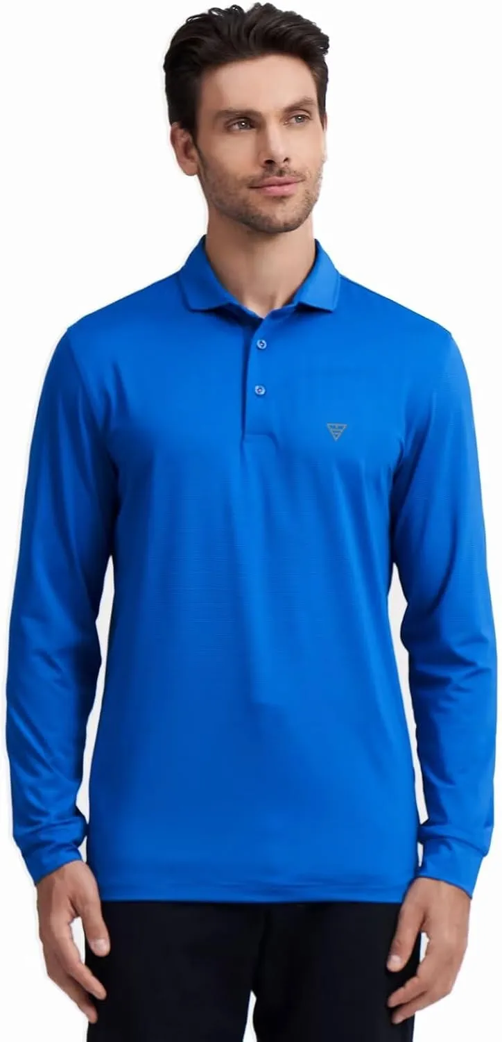 M MAELREG Short and Long Sleeve Polo Shirts for Men Dry Fit Performance Moisture Wicking Sport Pin Striped Mens Golf Shirts