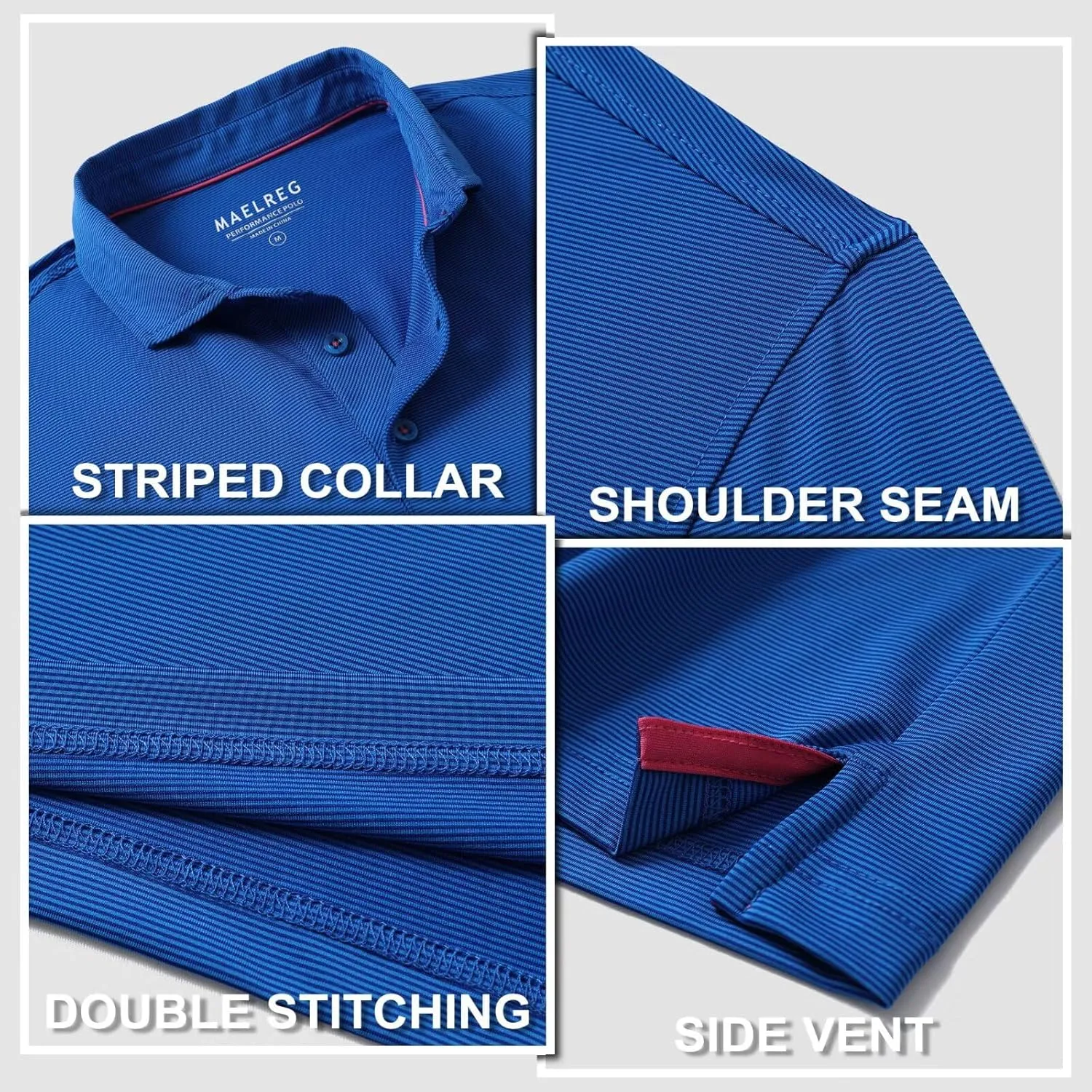 M MAELREG Short and Long Sleeve Polo Shirts for Men Dry Fit Performance Moisture Wicking Sport Pin Striped Mens Golf Shirts