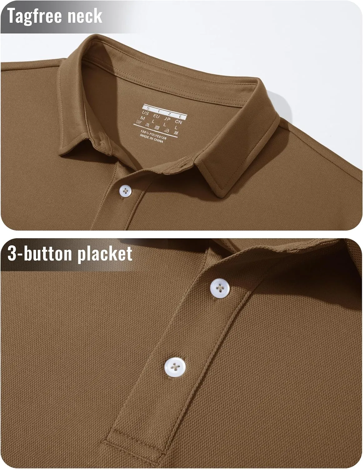 MAGCOMSEN Men's Polo Shirt Long Sleeve Golf Shirts Quick Dry Lightweight 3-Button Performance Work Fishing Athletic