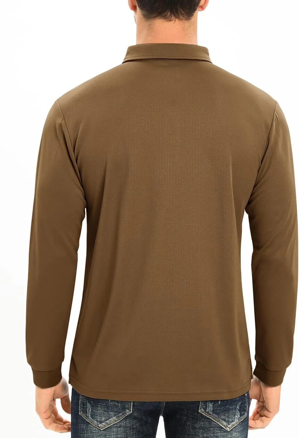 MAGCOMSEN Men's Polo Shirt Long Sleeve Golf Shirts Quick Dry Lightweight 3-Button Performance Work Fishing Athletic