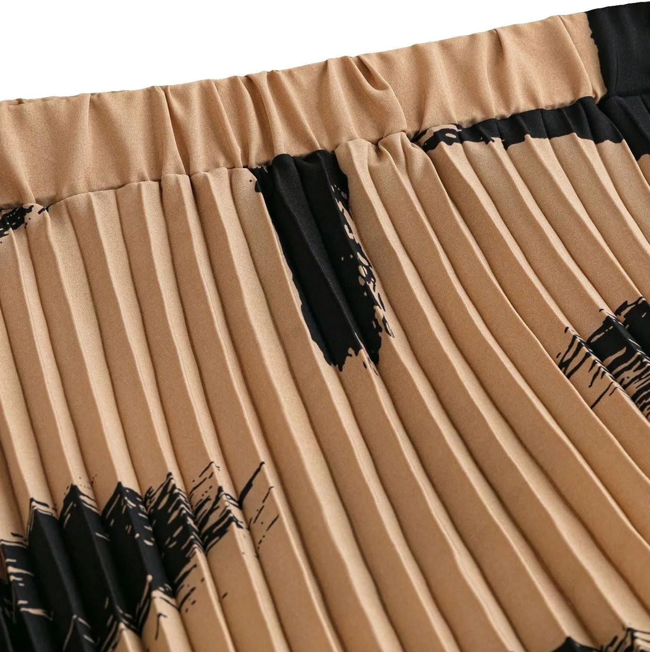 MakeMeChic Women's High Elastic Waist Pleated Skirt Midi Swing A Line Skirts