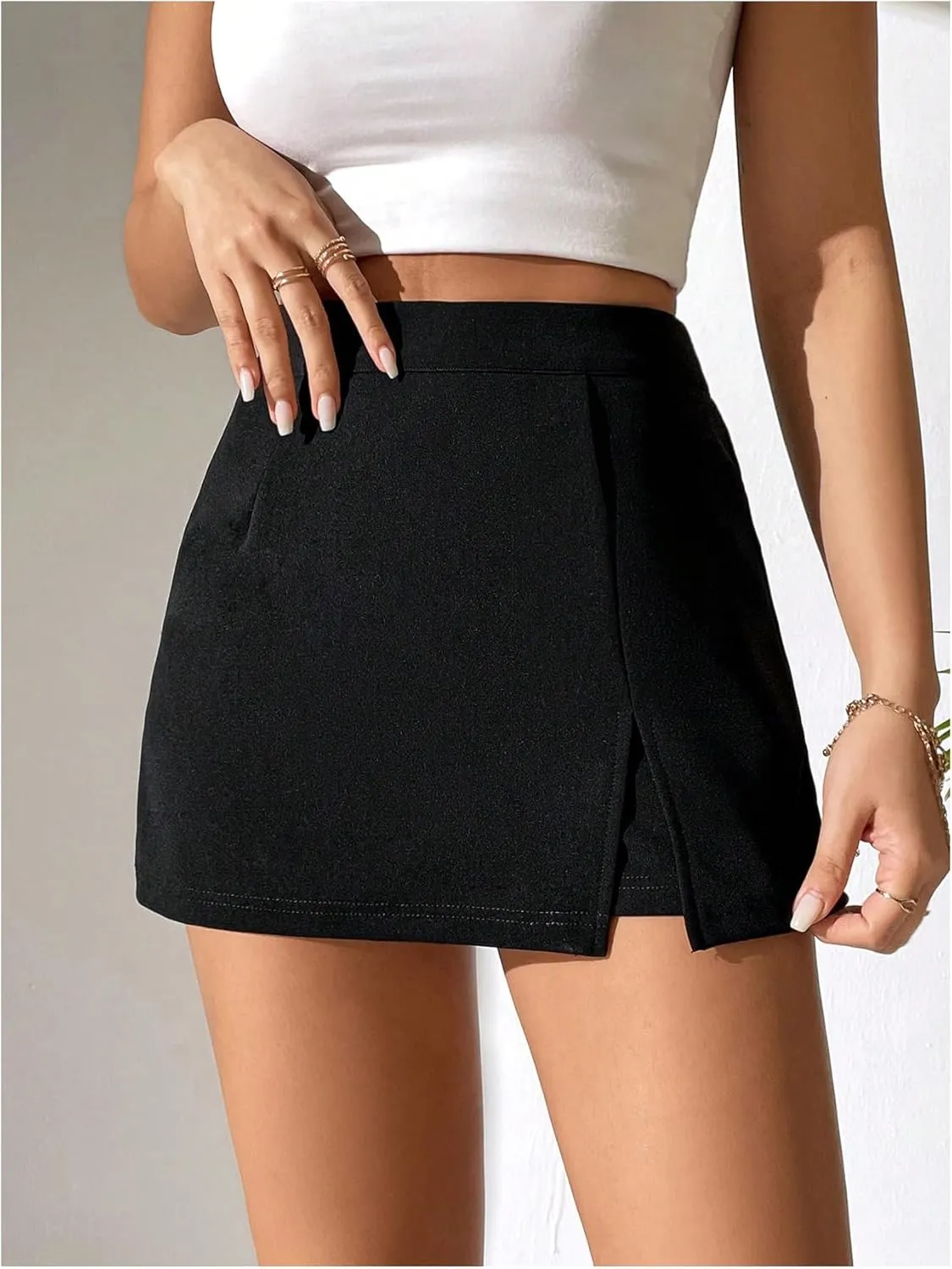 MakeMeChic Women's Y2k Mini Skirt Skort Micro Skirt with Short Skirts