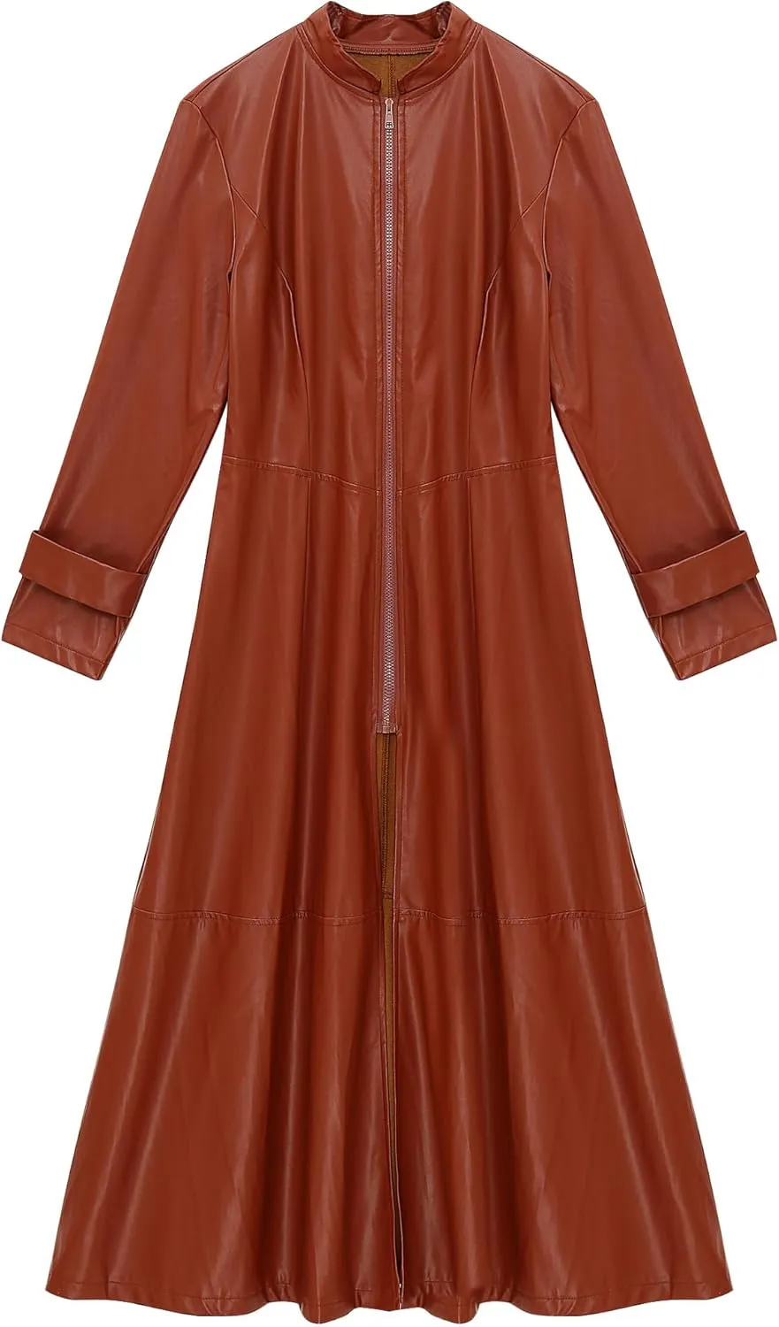 Mens Gothic Leather Trench Coat Autumn Winter Long Coat Leather Coat Faux Leather Jacket Outwear