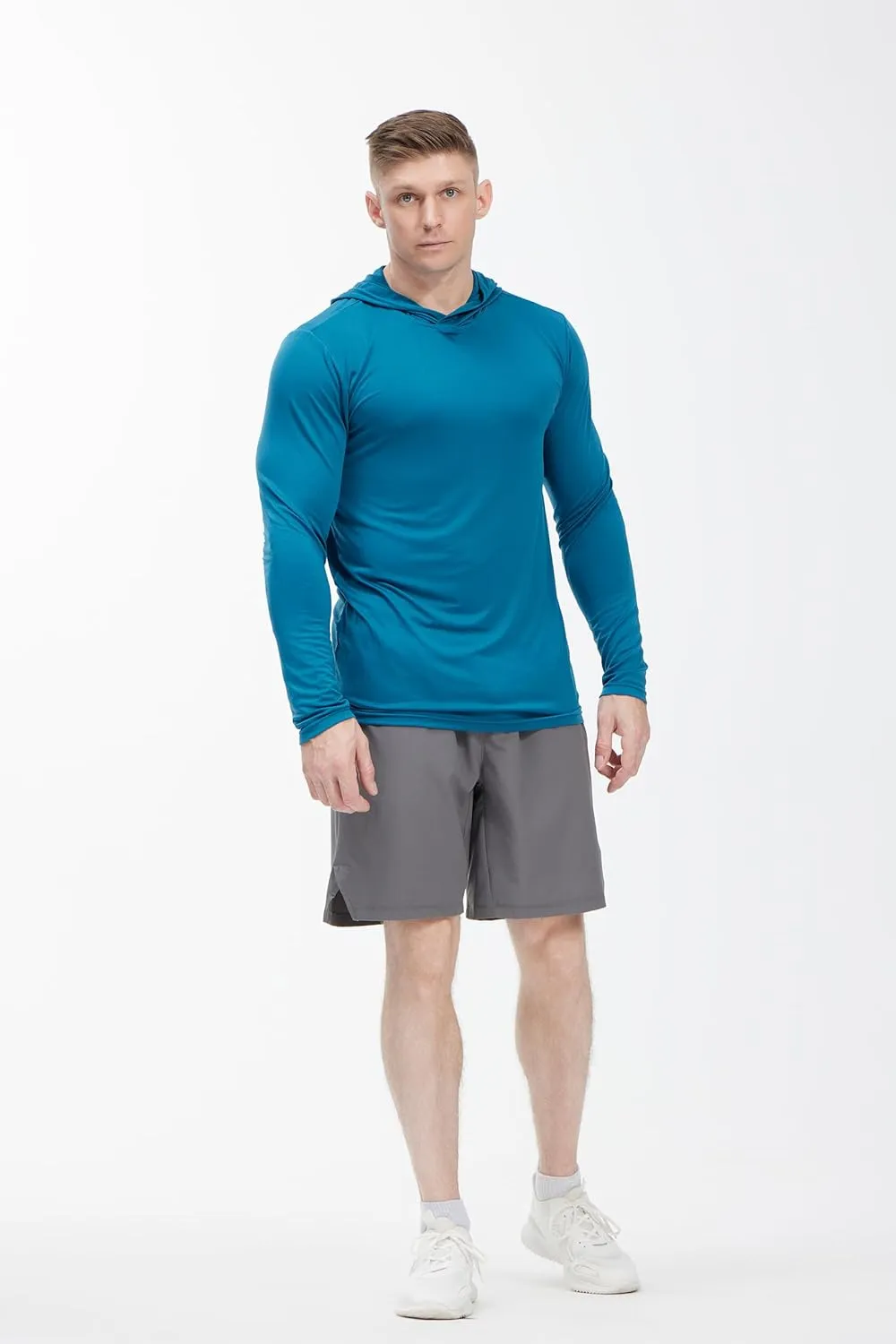 Men's Lightweight Hoodies 4 Pack Long Sleeve Athletic Shirts for Mens Running Workout Swim T-Shirt