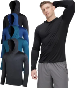 Men's Lightweight Hoodies 4 Pack Long Sleeve Athletic Shirts for Mens Running Workout Swim T-Shirt