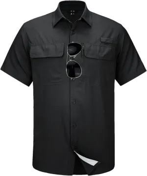 Mesh Breathable Shirt Men's Quick Dry Button Short Sleeves Hiking Fishing Work Cargo Shirts