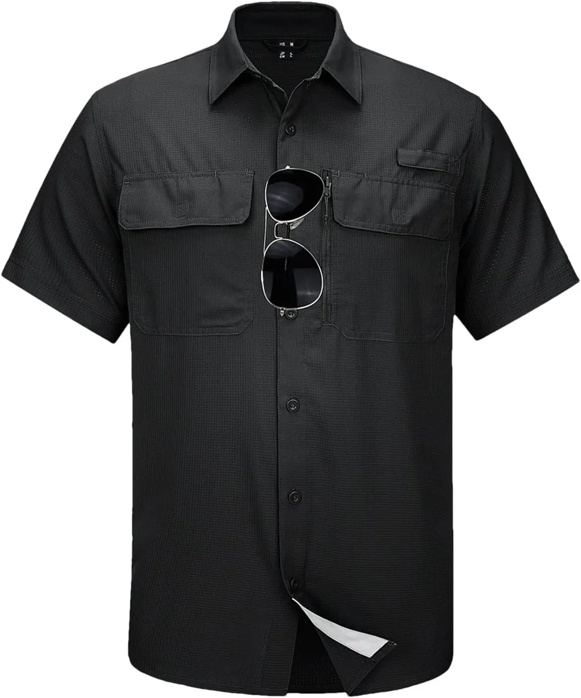 Mesh Breathable Shirt Men's Quick Dry Button Short Sleeves Hiking Fishing Work Cargo Shirts