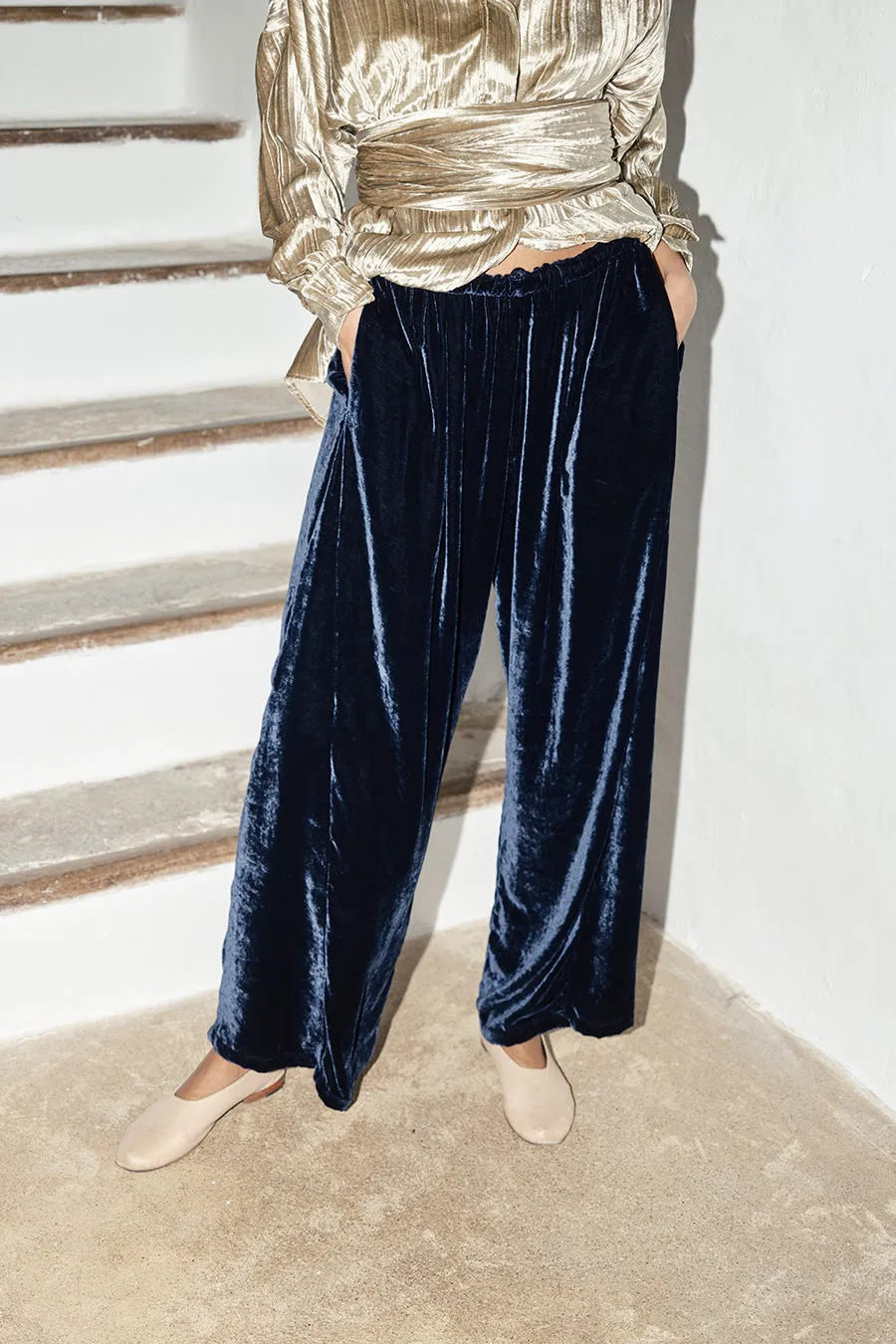 Midnight Silk Velvet Judo Pants