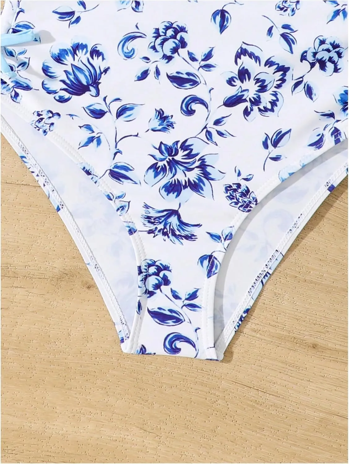 Milumia Girl's Floral One Piece Swimwear Bow Tie Side Spaghetti Strap Swimsuits