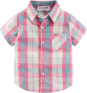 Mud Kingdom Little Boys Dress Shirts Short Sleeve Cute Summer