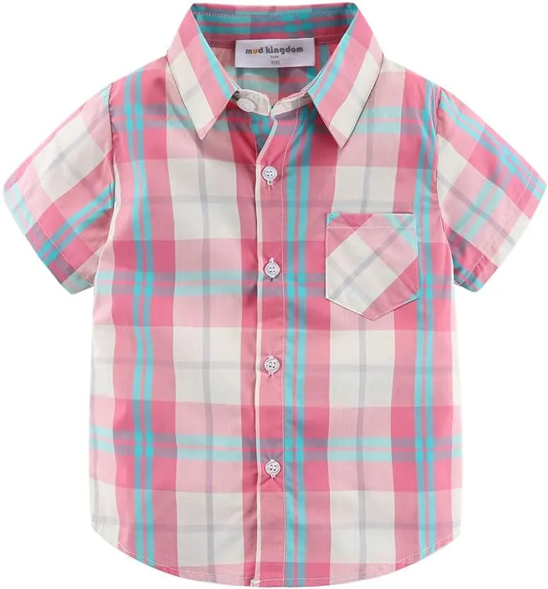 Mud Kingdom Little Boys Dress Shirts Short Sleeve Cute Summer
