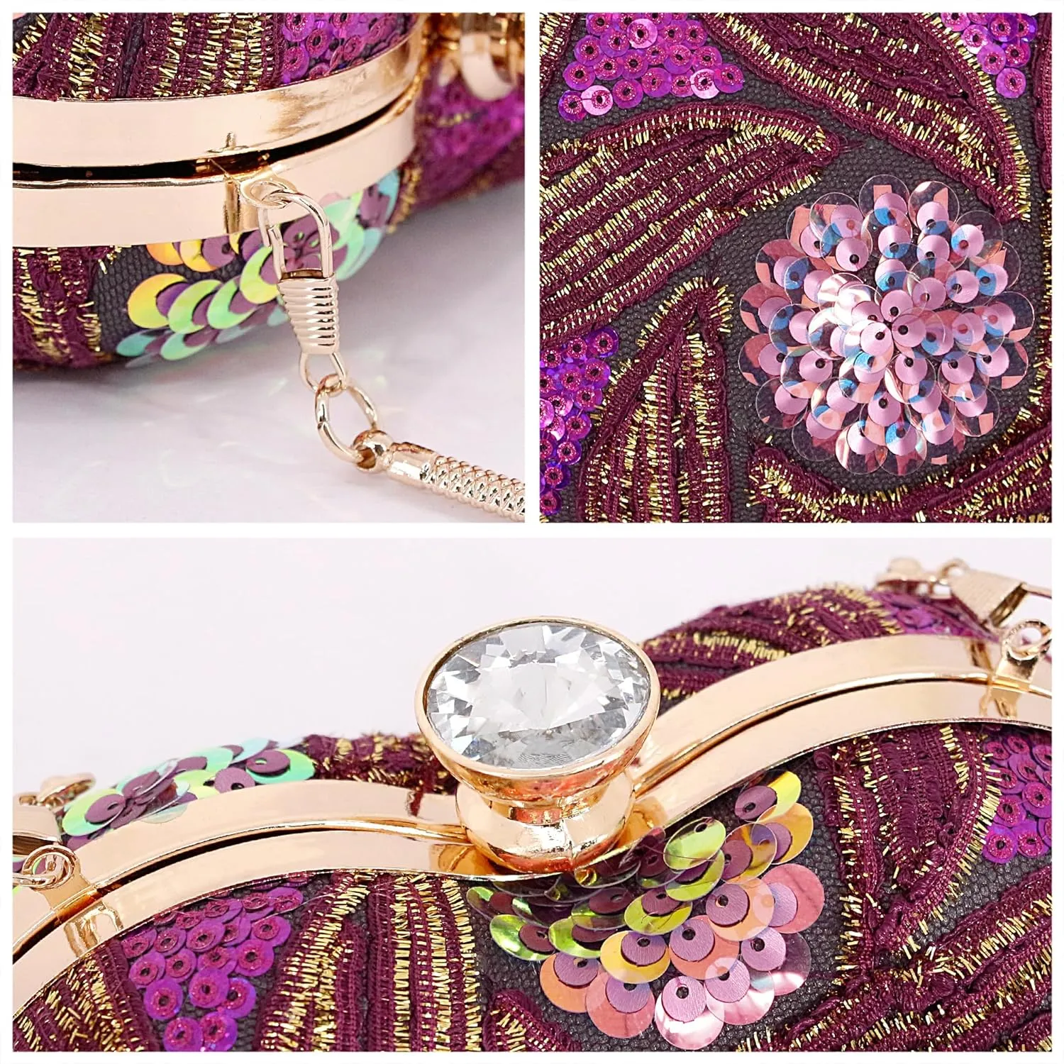 Naimo Womens Heart Bag Sequin Evening Bag Small Clutch Handbag Purse for Wedding Cocktail Party