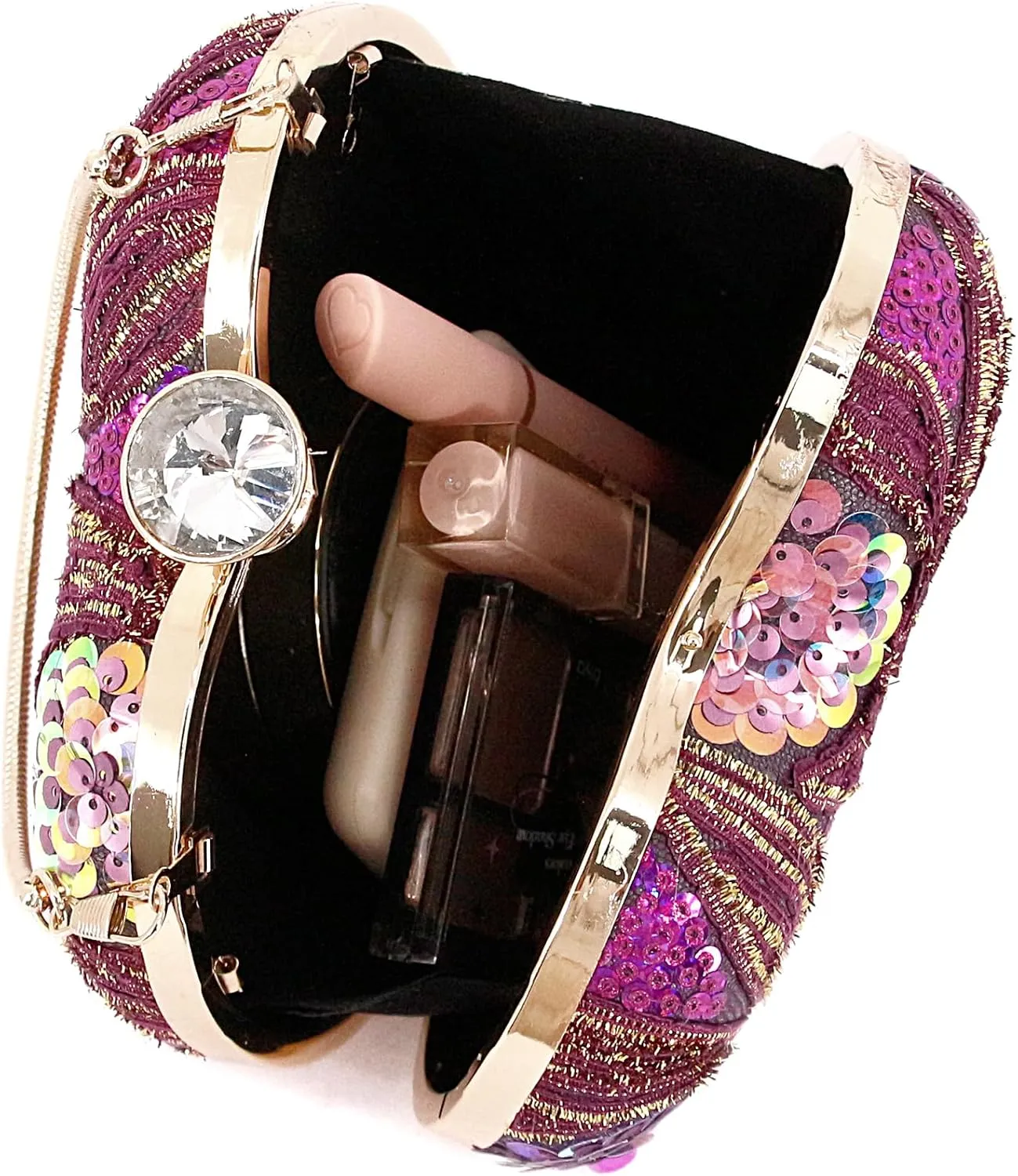 Naimo Womens Heart Bag Sequin Evening Bag Small Clutch Handbag Purse for Wedding Cocktail Party