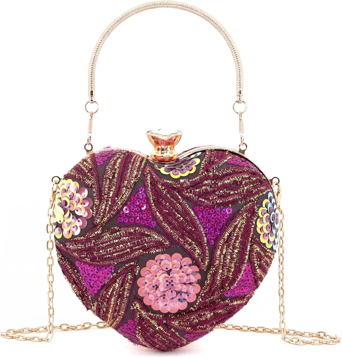 Naimo Womens Heart Bag Sequin Evening Bag Small Clutch Handbag Purse for Wedding Cocktail Party