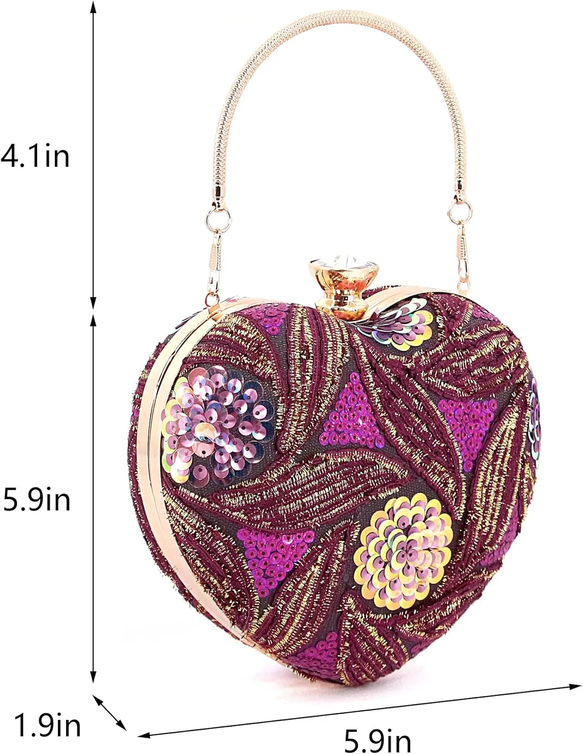 Naimo Womens Heart Bag Sequin Evening Bag Small Clutch Handbag Purse for Wedding Cocktail Party